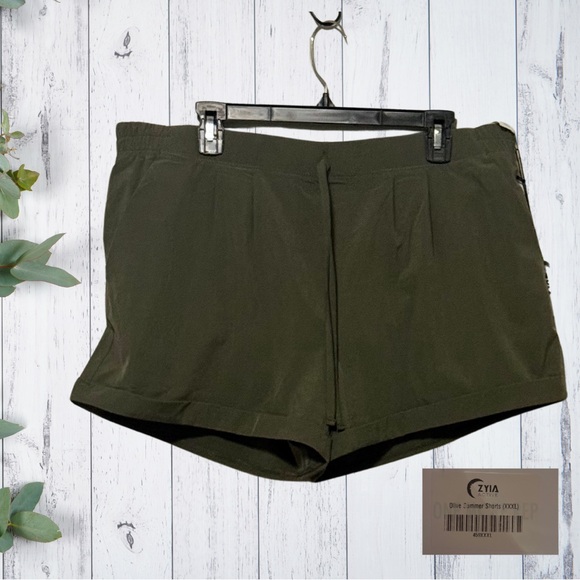 ZYIA High Waist Olive Shorts - Picture 1 of 2